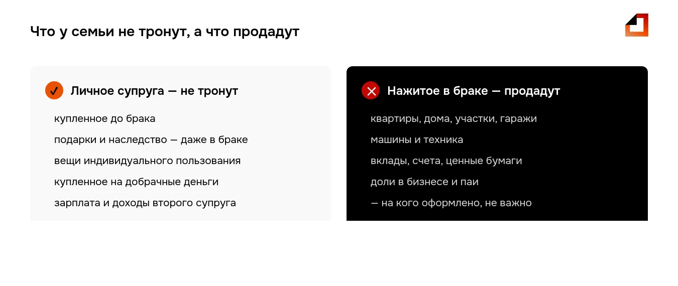 Имущество супругов при банкротстве мужа: личное имущество жены не трогают, нажитое в браке продают независимо от оформления