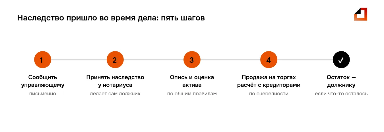 Наследство открылось во время банкротства: пять шагов от уведомления финансового управляющего до передачи остатка должнику